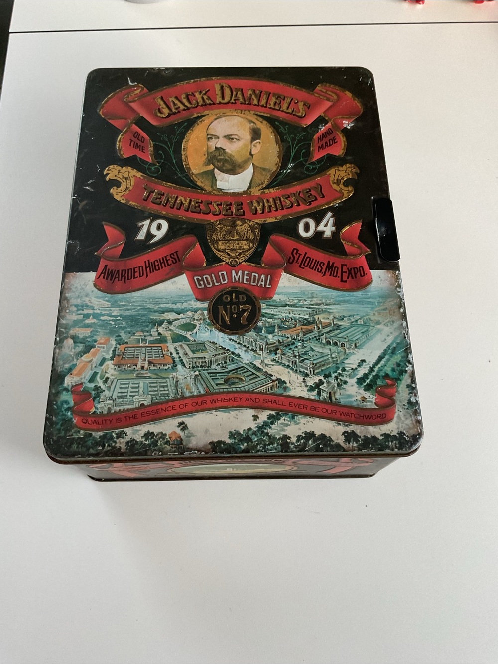 Vintage Jack Daniel's 1904 Gold Medal Tennessee Whiskey Hinged Tin Box